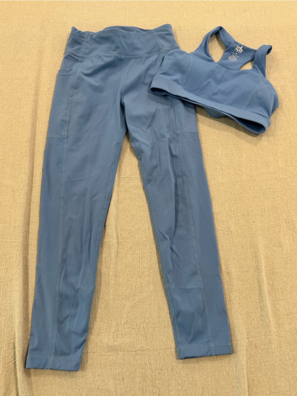 GB girls Blue Leggings and Matching Sports Bra Set